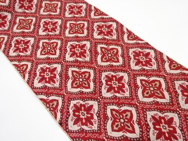 変わり花菱模様織り出し　名古屋帯